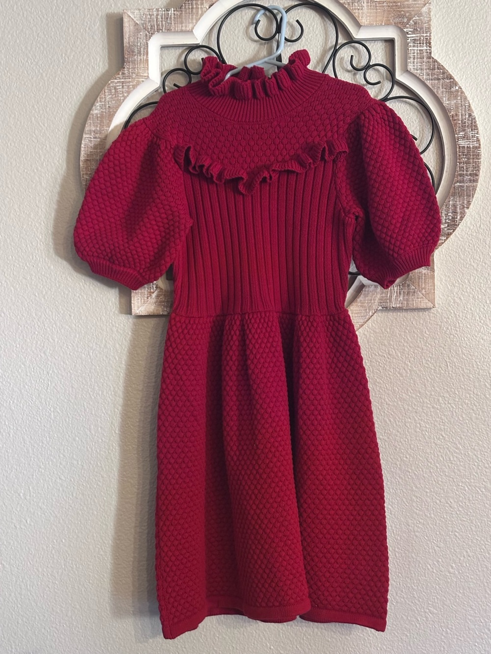 Janie and Jack Ruffled Knit Dress in Deep Berry